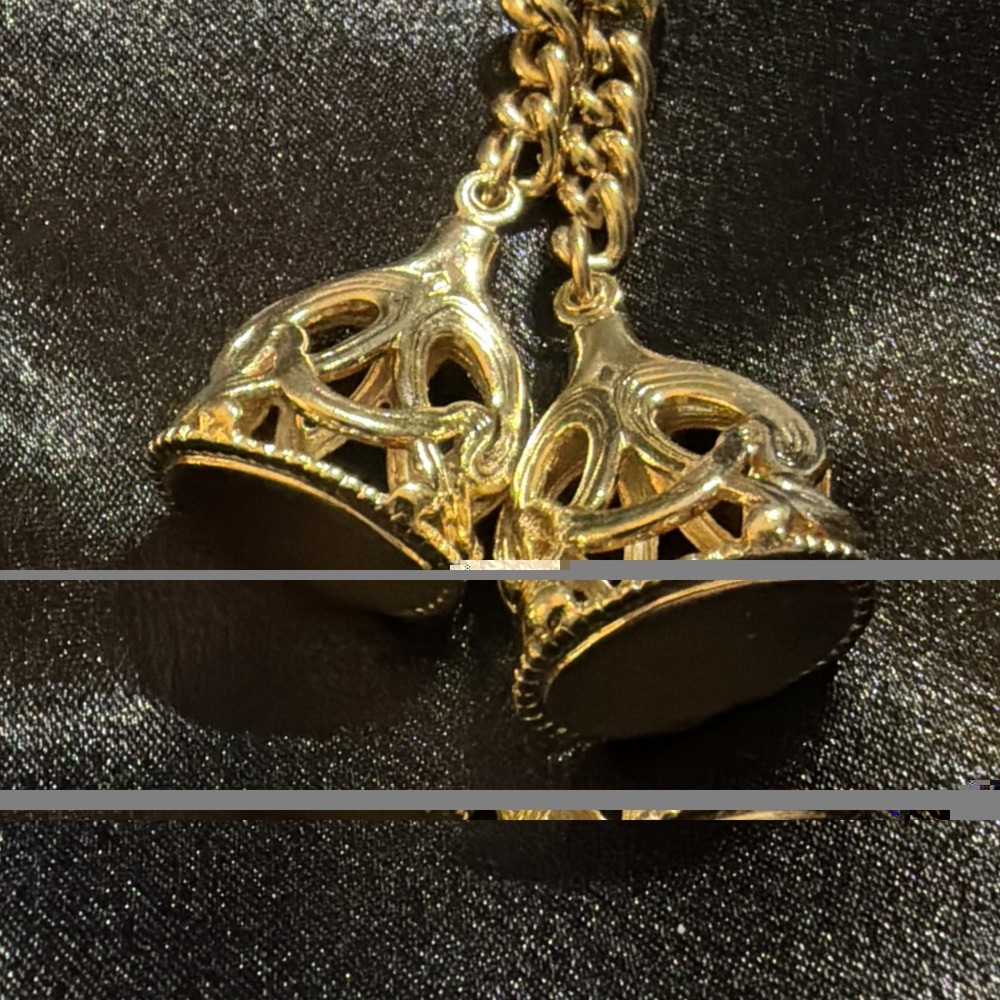Vintage 1950s Georgian Style Double Charm Wax Seal Fob Gold Tone Chain Bracelet - Picture 2 of 9